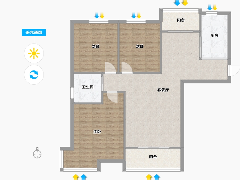 安徽省-合肥市-利港·银河新城-110.00-户型库-采光通风