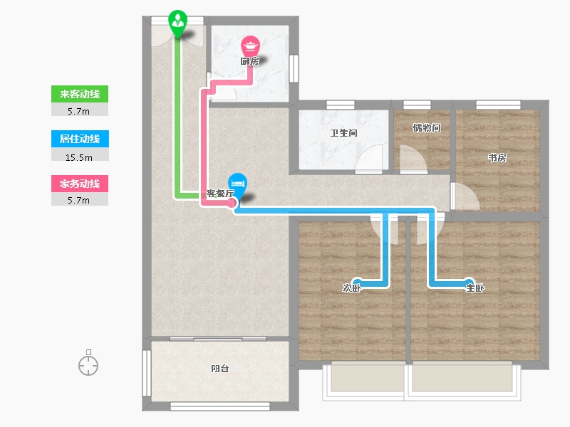 江苏省-徐州市-滨湖花园-80.00-户型库-动静线