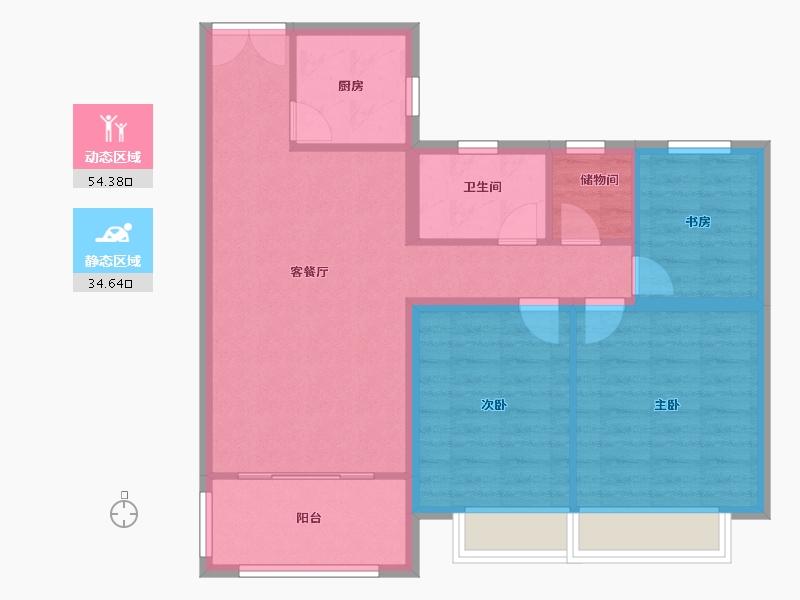 江苏省-徐州市-滨湖花园-80.00-户型库-动静分区