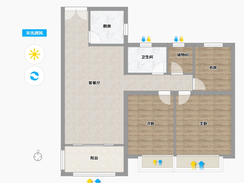 江苏省-徐州市-滨湖花园-80.00-户型库-采光通风