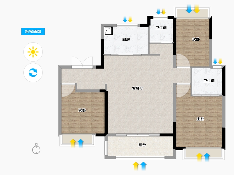 江苏省-镇江市-四季风华-120.00-户型库-采光通风