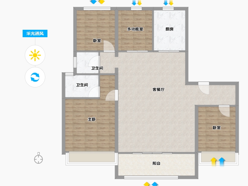 河南省-安阳市-碧桂园-林语印象-128.00-户型库-采光通风