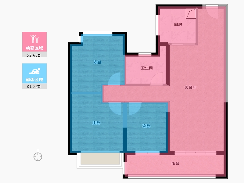 江苏省-无锡市-碧桂园都荟-76.00-户型库-动静分区