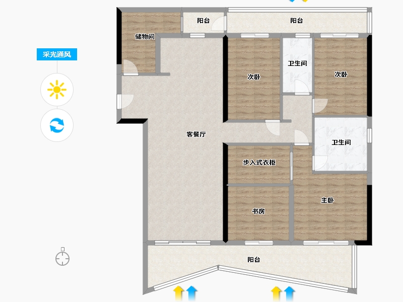 湖南省-长沙市-珠江颐德公馆-150.00-户型库-采光通风