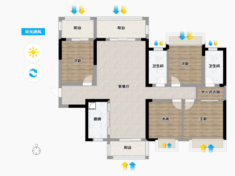 广西壮族自治区-南宁市-融创九熙府-110.00-户型库-采光通风