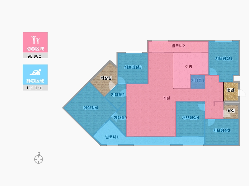 경기도-성남시 분당구-파크타운롯데-212.07-户型库-动静分区