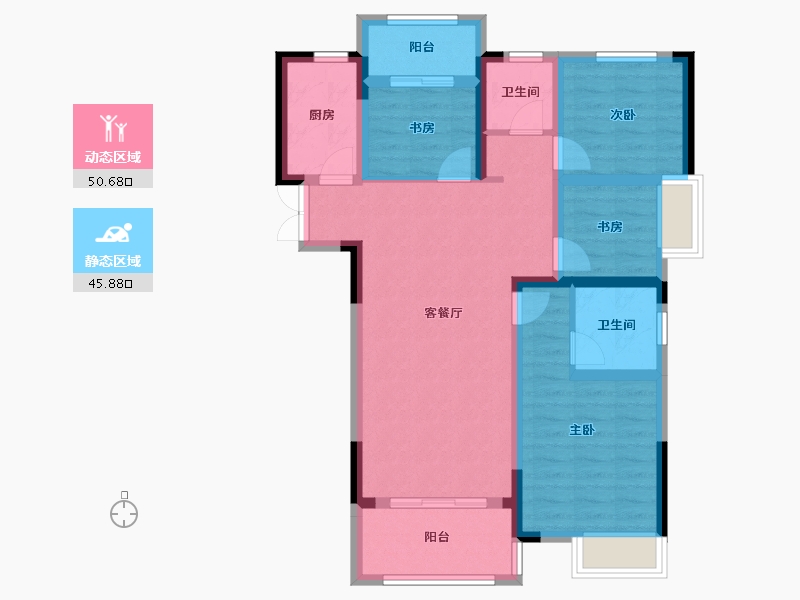 福建省-宁德市-正泰·山水华庭-90.78-户型库-动静分区