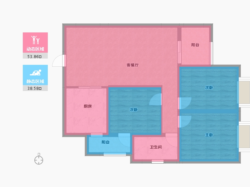 陕西省-西安市-龙腾万都汇-88.00-户型库-动静分区