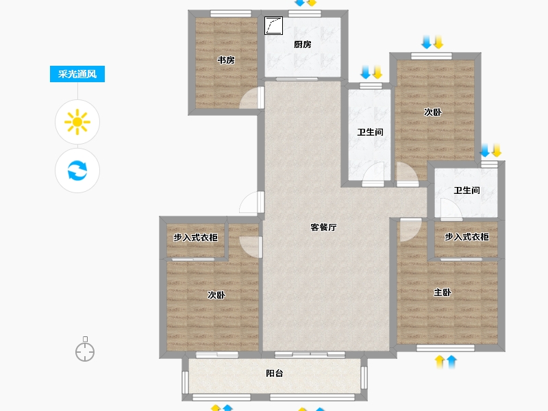 山东省-济南市-绿城荷畔春风-130.00-户型库-采光通风