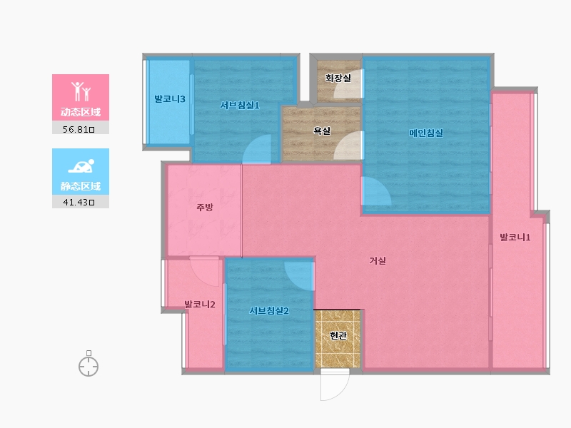 경기도-성남시 분당구-목련마을한일-100.04-户型库-动静分区