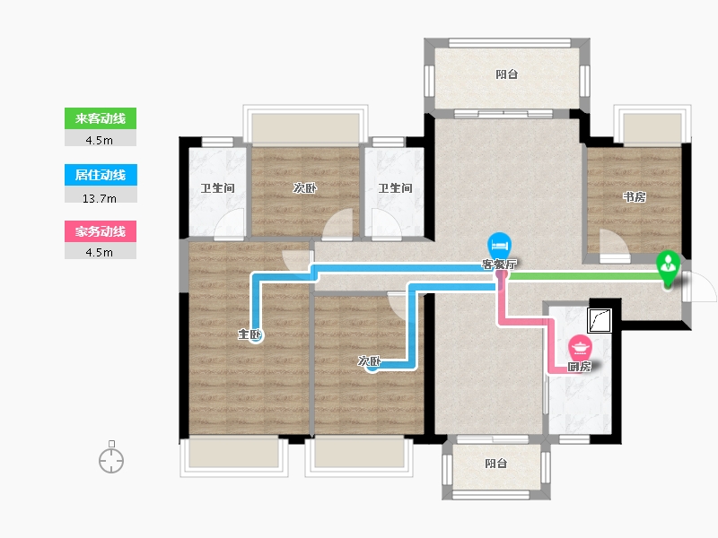 广西壮族自治区-南宁市-洋浦星-110.00-户型库-动静线