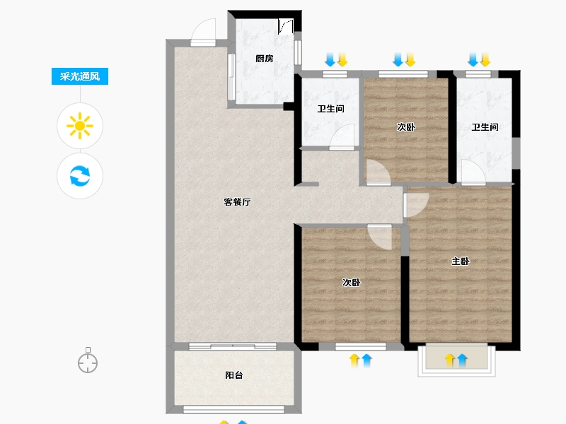 湖南省-长沙市-凌云府-99.00-户型库-采光通风