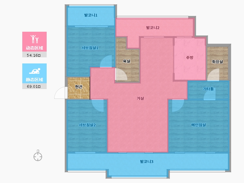 경기도-성남시 분당구-탑경남-126.00-户型库-动静分区