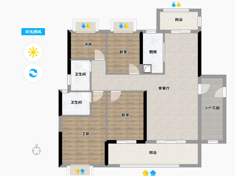 湖南省-郴州市-奥园华府-132.00-户型库-采光通风