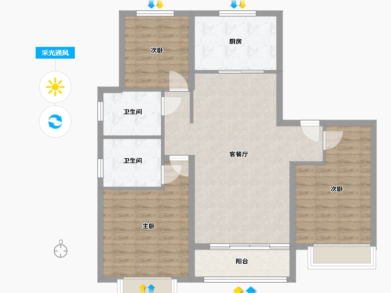 河北省-邢台市-中鼎麒麟瑞-96.00-户型库-采光通风