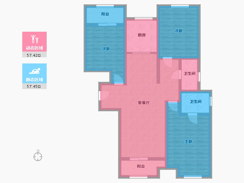 陕西省-咸阳市-高新公园里-103.00-户型库-动静分区