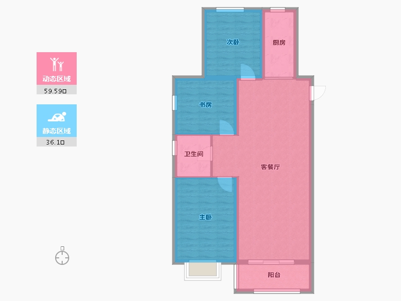 河北省-张家口市-瑞士公馆-95.34-户型库-动静分区