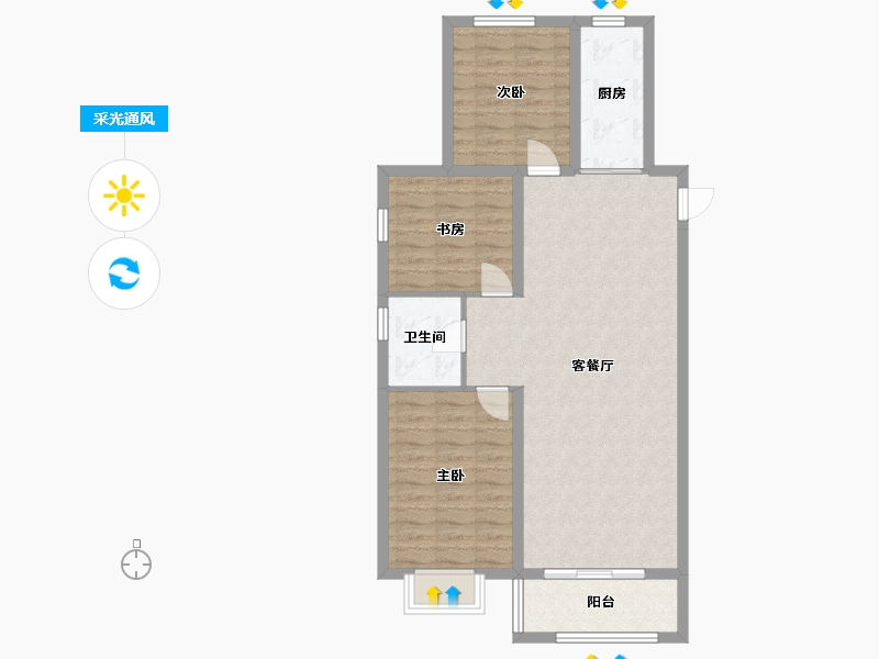 河北省-张家口市-瑞士公馆-95.34-户型库-采光通风