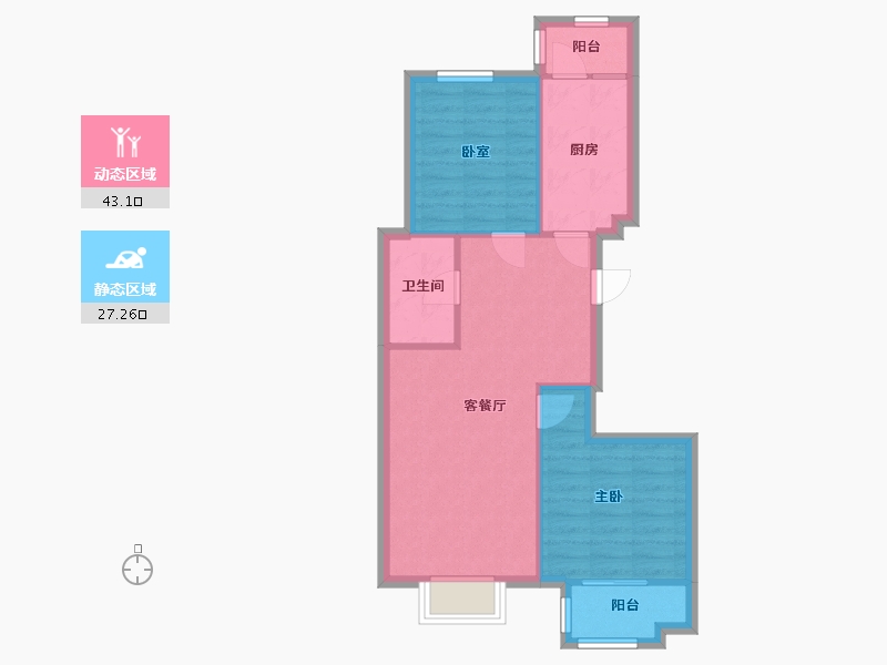 宁夏回族自治区-银川市-上前城家园住宅区-69.00-户型库-动静分区