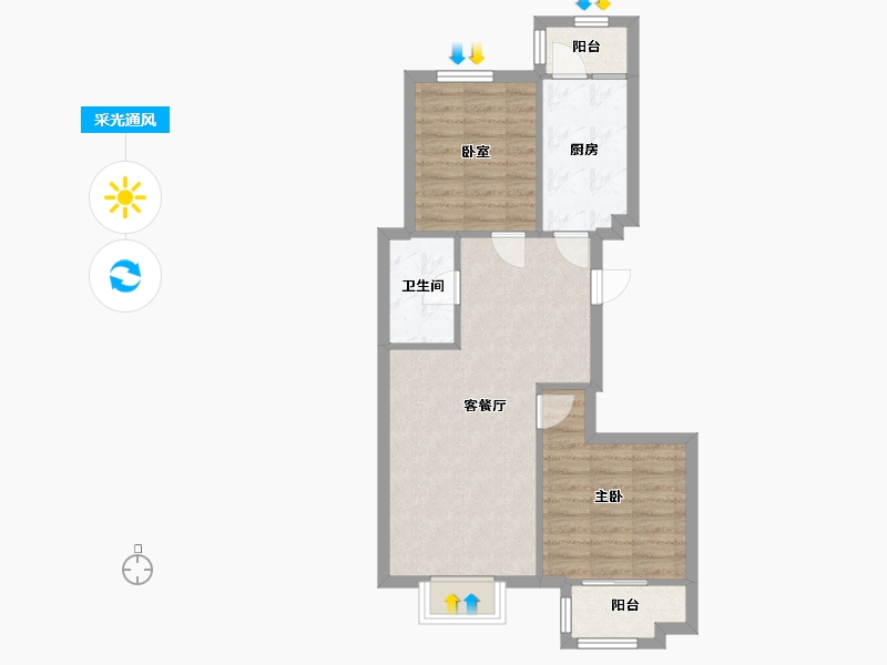 宁夏回族自治区-银川市-上前城家园住宅区-69.00-户型库-采光通风