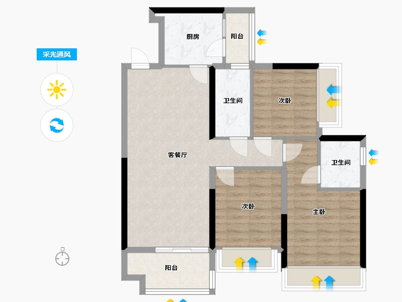 广西壮族自治区-贵港市-广汇圣湖城-89.00-户型库-采光通风