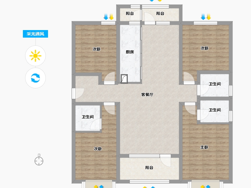 河北省-邯郸市-勒泰家园-157.00-户型库-采光通风