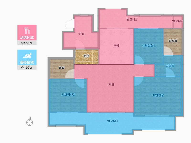 경기도-용인시 기흥구-강남마을6단지자연앤-126.19-户型库-动静分区