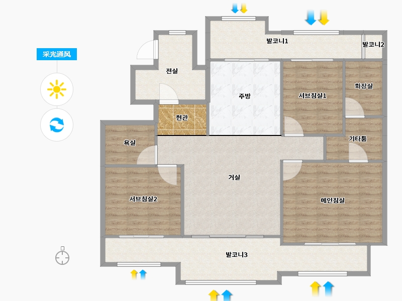 경기도-용인시 기흥구-강남마을6단지자연앤-126.19-户型库-采光通风