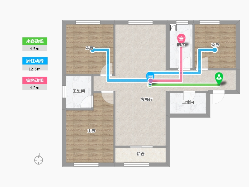 北京-北京市-通成家园-90.00-户型库-动静线