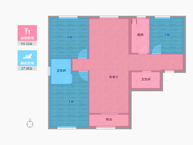 北京-北京市-通成家园-90.00-户型库-动静分区