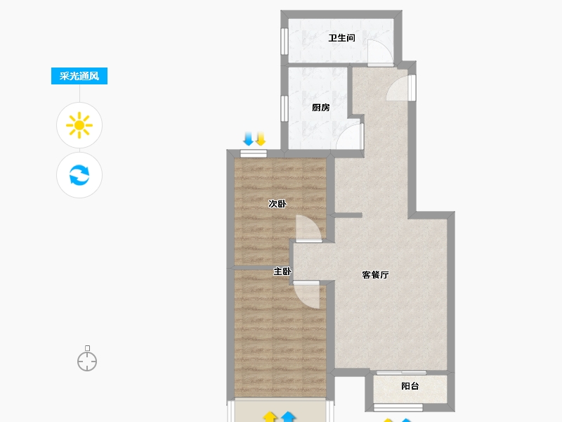 河北省-秦皇岛市-那畔云起墅-61.00-户型库-采光通风