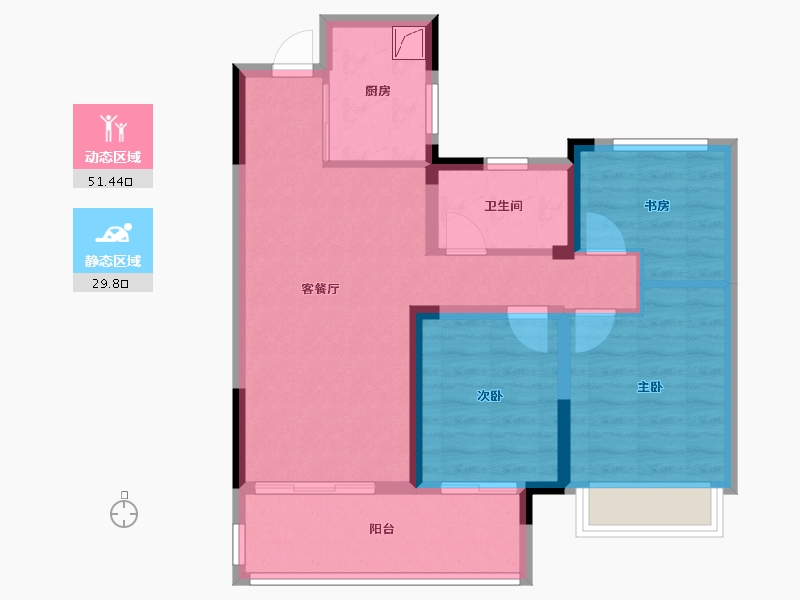 安徽省-阜阳市-融创城-84.80-户型库-动静分区