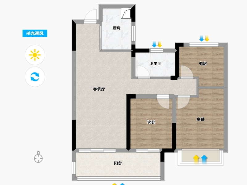 安徽省-阜阳市-融创城-84.80-户型库-采光通风