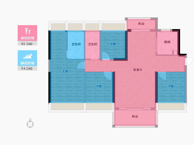 广东省-肇庆市-碧桂园合景美的·阅江府-111.98-户型库-动静分区