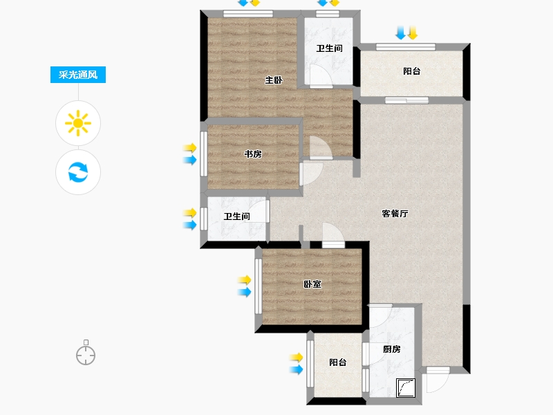 四川省-成都市-锦云天府-86.00-户型库-采光通风