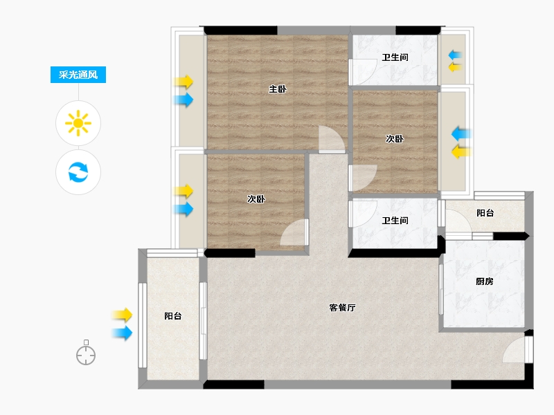 河南省-信阳市-碧桂园-95.00-户型库-采光通风