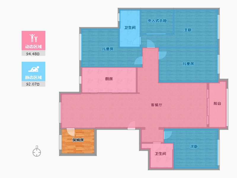 浙江省-金华市-丽州玫瑰园-180.00-户型库-动静分区