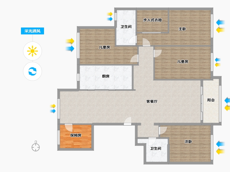 浙江省-金华市-丽州玫瑰园-180.00-户型库-采光通风