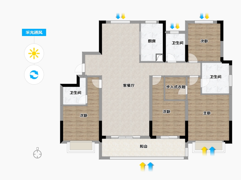 安徽省-阜阳市-融创城-136.00-户型库-采光通风