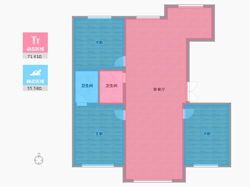 内蒙古自治区-呼伦贝尔市-卓达城市花园-6期-130.00-户型库-动静分区