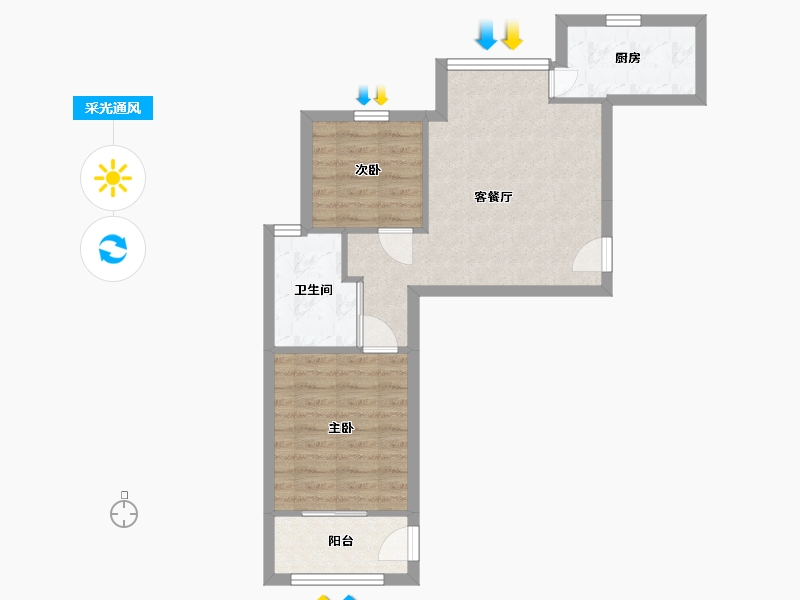 上海-上海市-牡丹逸庭-61.00-户型库-采光通风