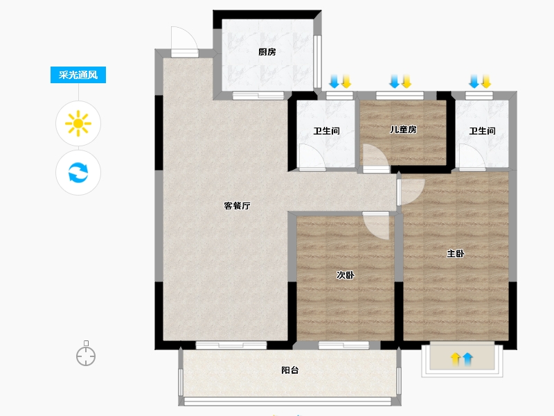 湖北省-黄石市-居然悦隽大都会-88.00-户型库-采光通风