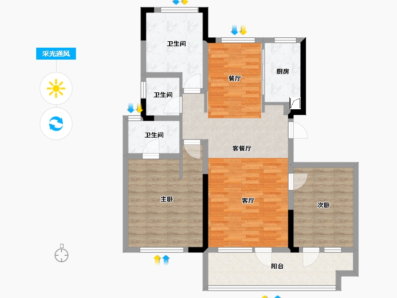 山东省-青岛市-金秋泰和郡-90.00-户型库-采光通风