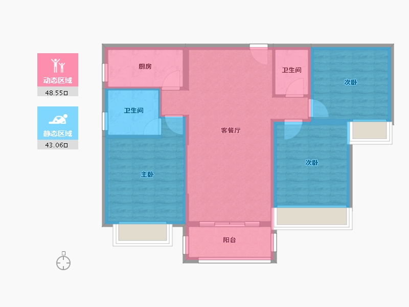 陕西省-宝鸡市-紫御华庭-112.78-户型库-动静分区