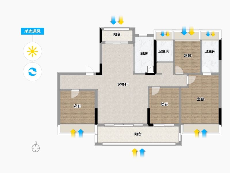 河南省-南阳市-碧桂园建业御龙湾-120.00-户型库-采光通风