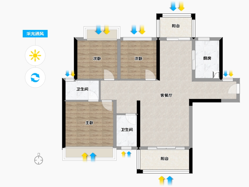 湖南省-郴州市-乾通时代-120.00-户型库-采光通风