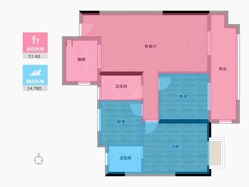 湖北省-宜昌市-银河东湖雅居-83.00-户型库-动静分区