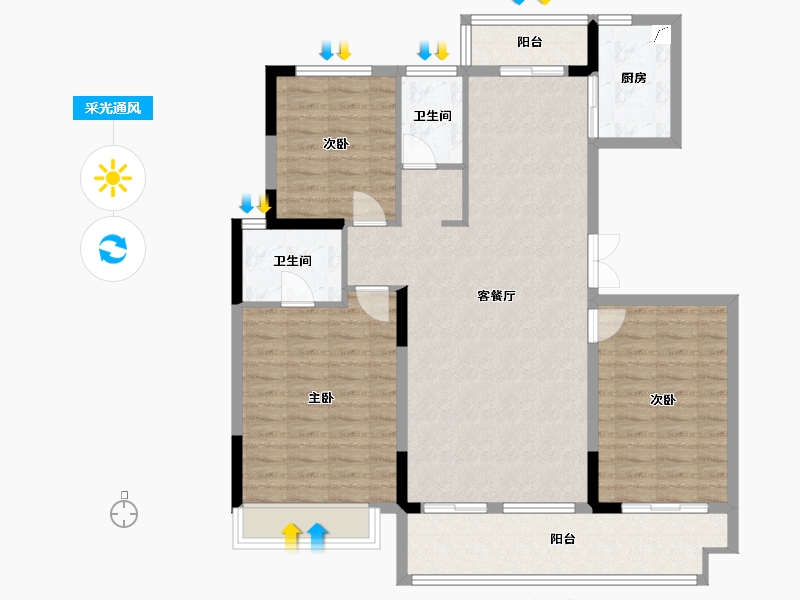 山东省-菏泽市-丽水湖梧桐苑-132.00-户型库-采光通风