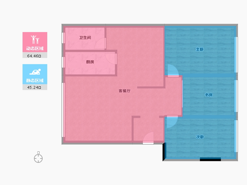 湖北省-武汉市-汉口花园小区-120.00-户型库-动静分区