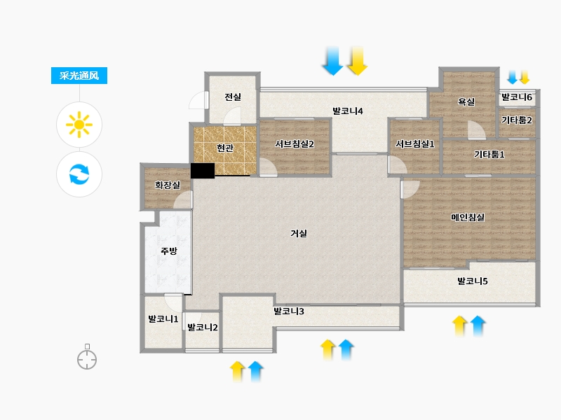 경기도-파주시-한빛마을1단지한라비발디센트럴파크-205.68-户型库-采光通风